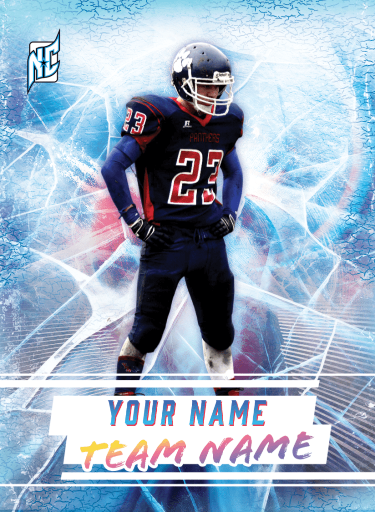 Custom High School Football Cards. Custom Youth Football Cards. Icy Veins Design. Custom football trading cards.