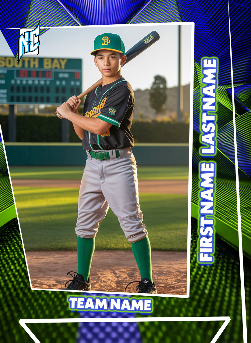 Design Custom Baseball Cards by NCASE CARDS. A picture of a NCASE custom baseball card appears.