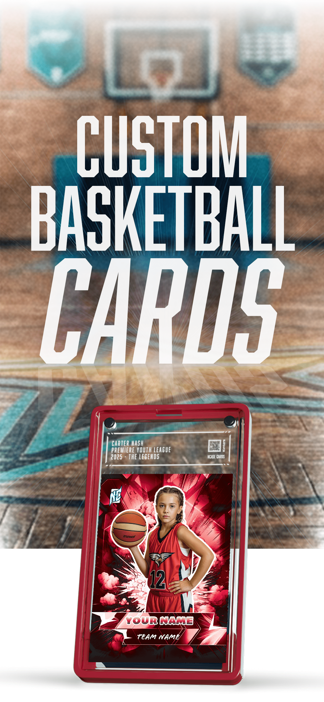 CUSTOM BASKETBALL CARDS. NCASE CARDS. A picture of a custom basketball card.