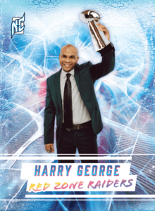 Custom Fantasy Football Cards by NCASE CARDS. A custom card of a man holding a fantasy football trophy.