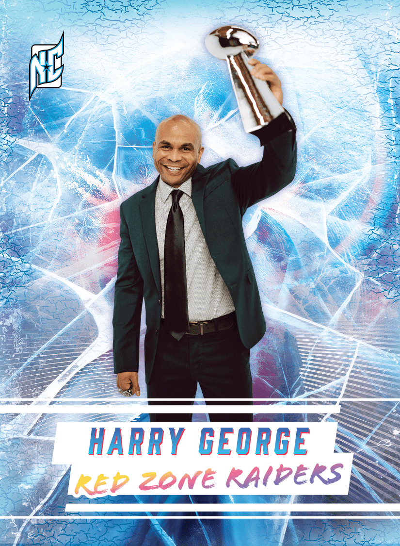 Custom Fantasy Football Cards by NCASE CARDS. A custom card of a man holding a fantasy football trophy.