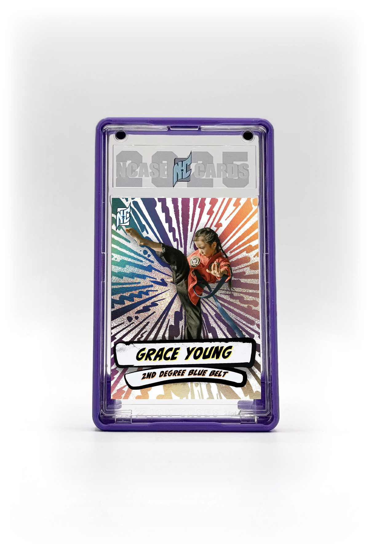 NCASE CARDS in a purple frame