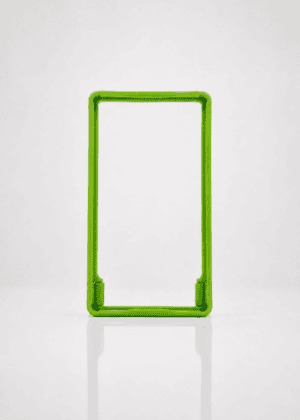 a photo of a NCASE CARDS lime green bumper frame.