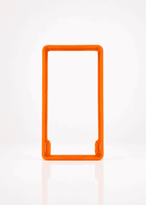 a photo of a NCASE CARDS orange bumper frame.