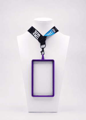 A photo of a NCASE CARDS Purple Lanyard Frame.