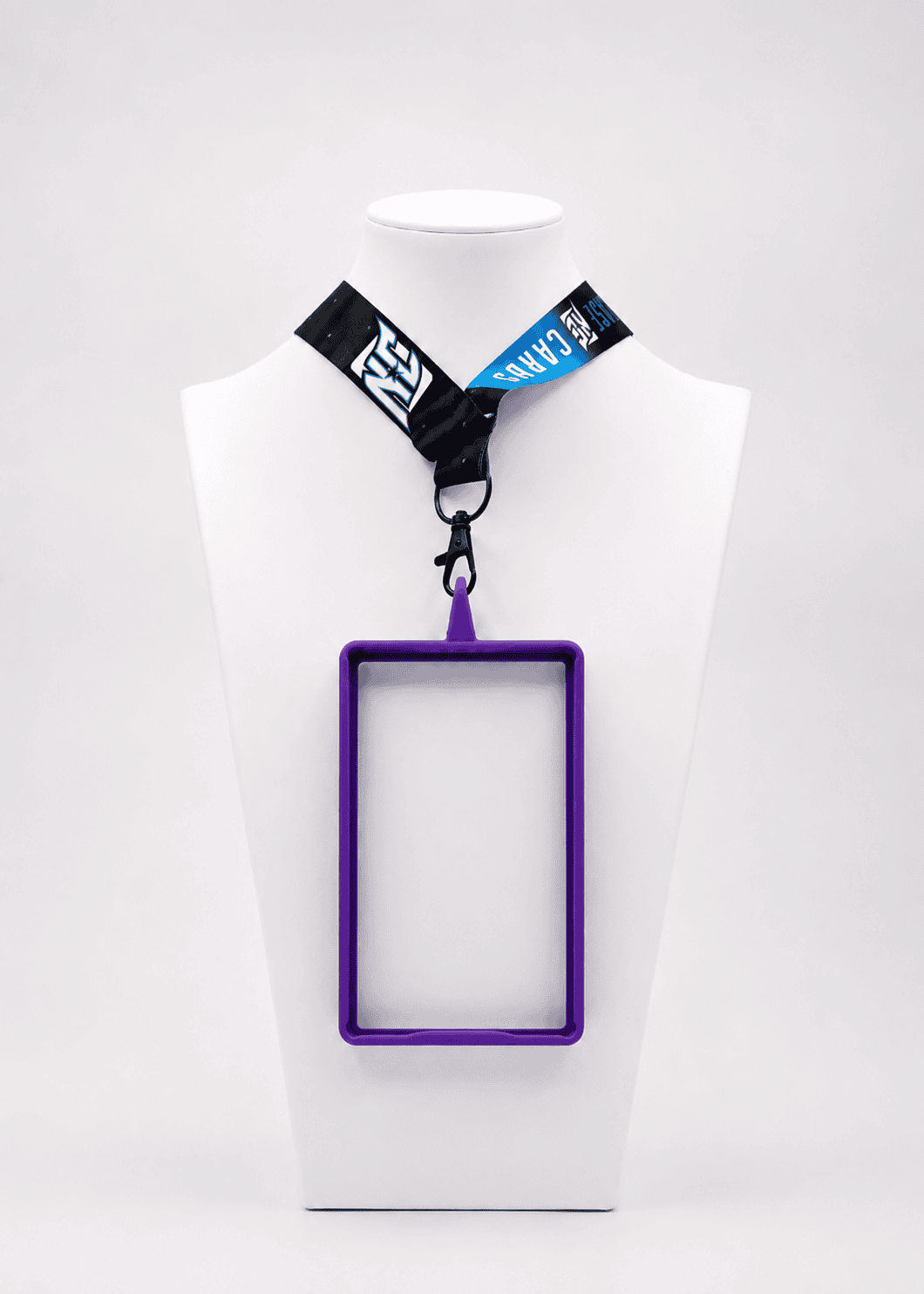 A photo of a NCASE CARDS Purple Lanyard Frame.