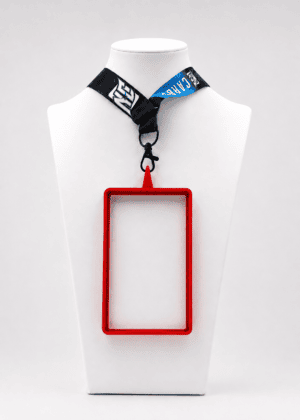 A photo of a NCASE CARDS Red Lanyard Frame.