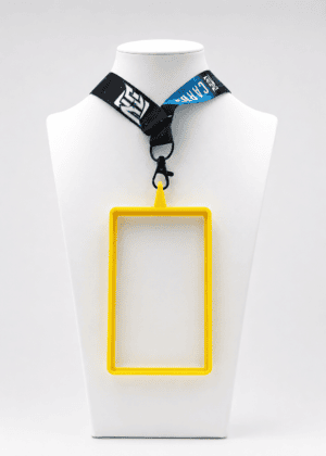 A photo of a NCASE CARDS Yellow Lanyard Frame.