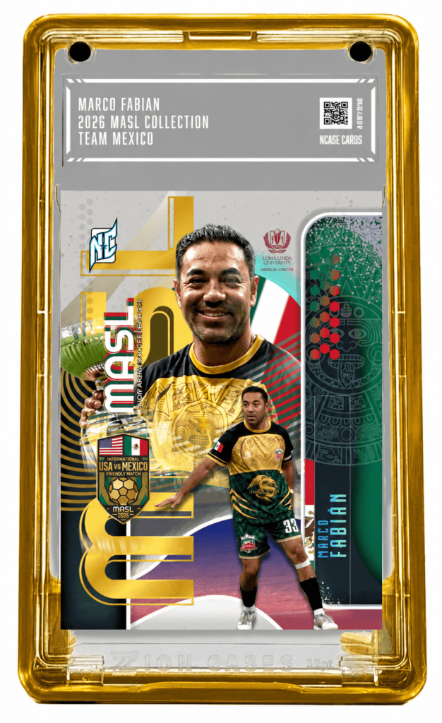 A photo of a gold Marco Fabian Custom Card by NCASE CARDS
